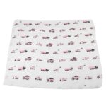 Pink Digger and White Bamboo Muslin Newcastle Blanket - Image 3