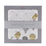 Hot Air Balloon and Northern Star Bamboo Muslin Newcastle Blanket