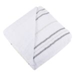 Teddy Bear and Grey Stripe Cotton Muslin Newcastle Blanket - Image 3