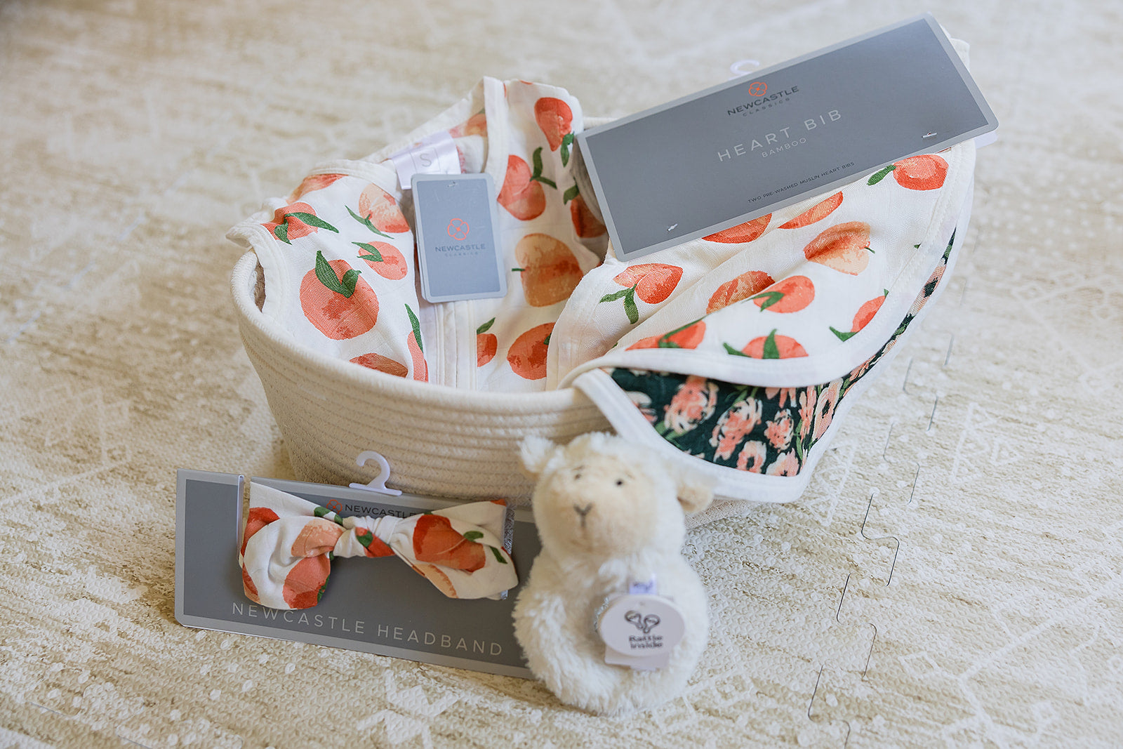 NC_GiftBaskets-3_websize.jpg Welcome Baby Girl - Peaches & Lamb Gift Basket - Image 1