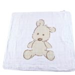 Teddy Bear and Plaid Cotton Muslin Newcastle Blanket