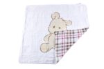 Teddy Bear and Plaid Cotton Muslin Newcastle Blanket - Image 3