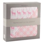 Pink Deer and Primrose Pink Plaid Cotton Muslin Newcastle Blanket - Image 4