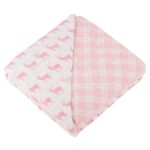 Pink Deer and Primrose Pink Plaid Cotton Muslin Newcastle Blanket - Image 2