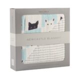 Peek-A-Boo Cats and Pencil Stripe Bamboo Muslin Newcastle Blanket - Image 2