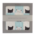 Peek-A-Boo Cats and White Bamboo Muslin Newcastle Blanket