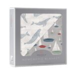 Blue Shadow Whales and Marina Sailboats Bamboo Newcastle Blanket - Image 2