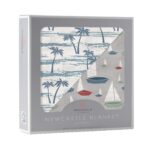 Ocean Palm Trees and Marina Sailboats Bamboo Newcastle Blanket - Image 2