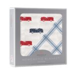 Blue and Red Fire Trucks and Buffalo Check Plaid Newcastle Blanket - Image 2