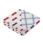 Blue and Red Fire Trucks and Buffalo Check Plaid Newcastle Blanket - Image 3