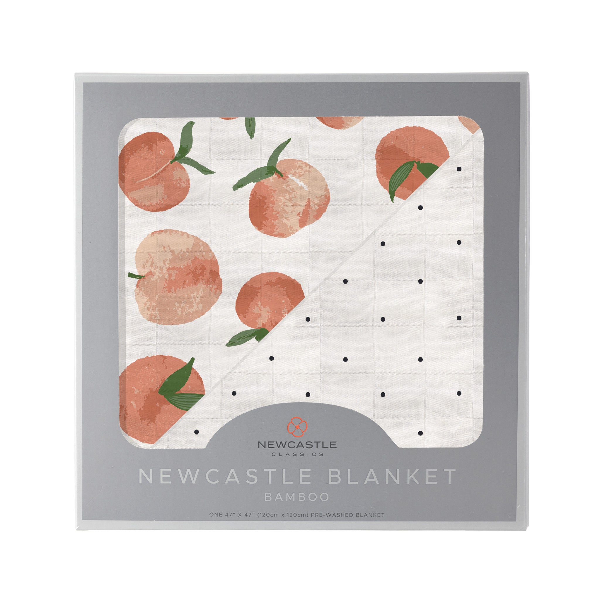 SKU_3041_01_0ed66718-cbc7-4f5c-b0bb-29ba32ab1d74.jpg Carnelian Peaches and Black and White Polka Dot Newcastle Blanket - Image 1