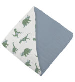 Granite Green Dinosaurs and Blue Fog Cotton Newcastle Blanket - Image 3