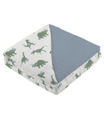 Granite Green Dinosaurs and Blue Fog Cotton Newcastle Blanket - Image 4
