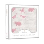 Pink Dinosaurs & Pink Polka Dot Bamboo Newcastle Blanket - Image 2