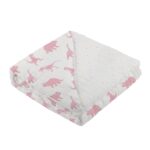 Pink Dinosaurs & Pink Polka Dot Bamboo Newcastle Blanket - Image 3
