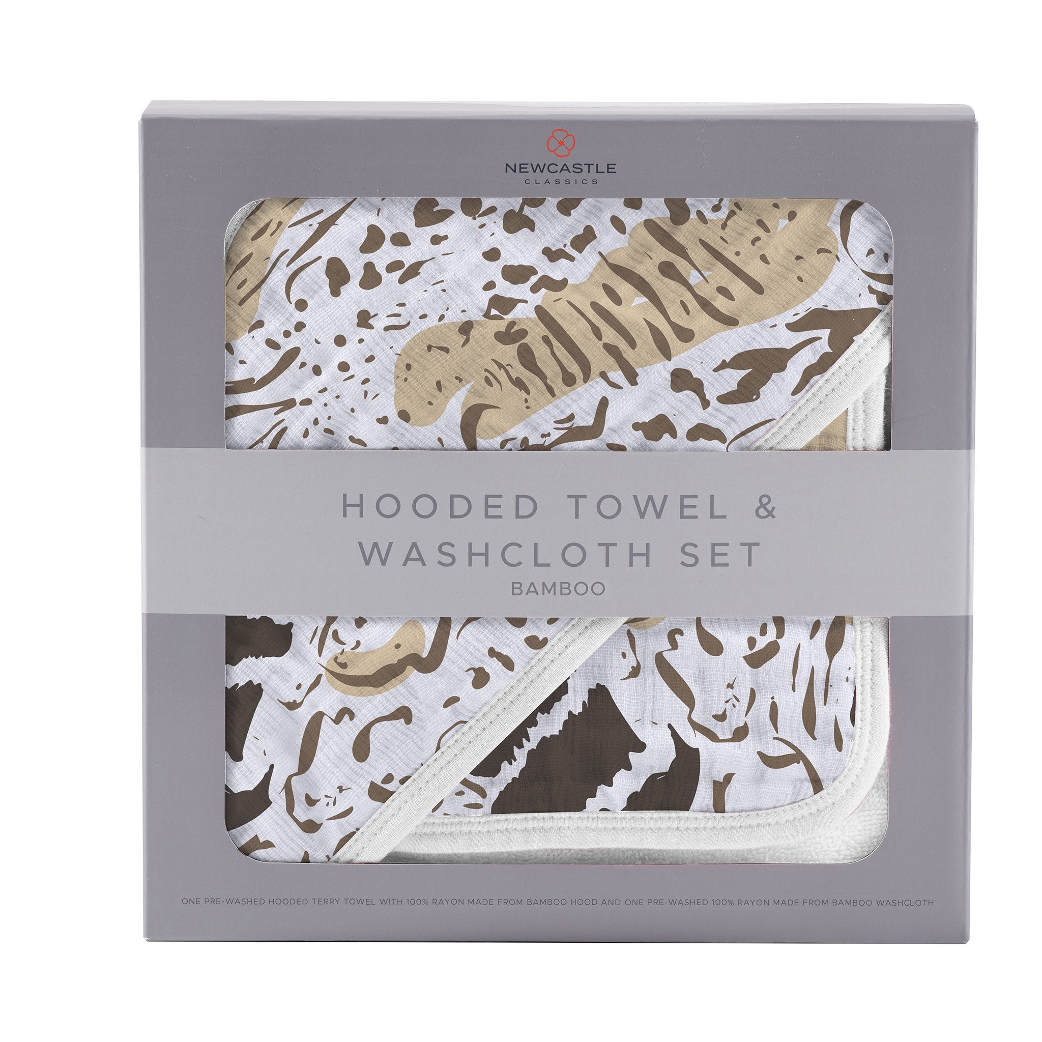 SKU_9012_1.jpg Animal Print Bamboo Hooded Towel and Washcloth Set - Image 1