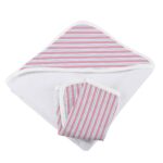 Candy Stripe Bamboo Hooded Towel and Washcloth Set - Image 3