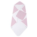 Candy Stripe Bamboo Hooded Towel and Washcloth Set - Image 2
