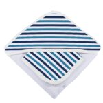Blue and White Stripe Bamboo Hooded Towel and Washcloth Set - Image 4