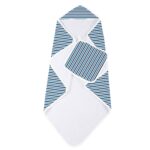 Blue and White Stripe Bamboo Hooded Towel and Washcloth Set - Image 2