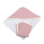 Pink Pearl Polka Dot Hooded Towel and Washcloth Set - Image 3