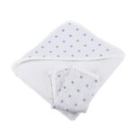 Periwinkle Diamond Polka Dot Bamboo Hooded Towel and Washcloth Set - Image 4