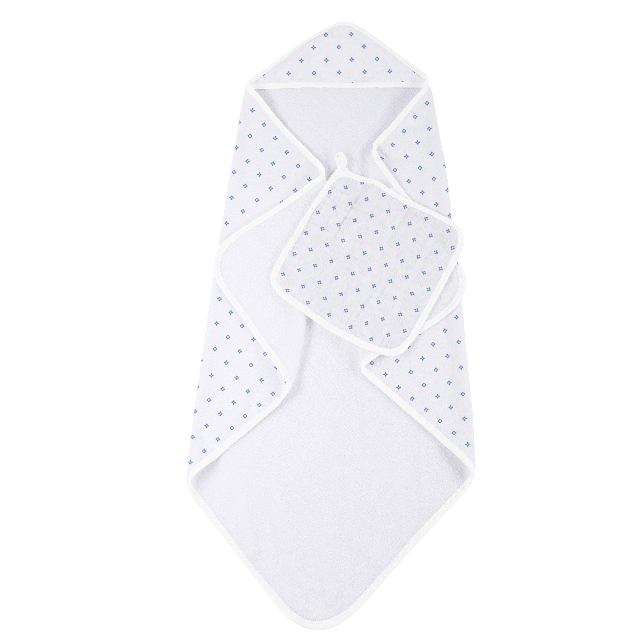 SKU_9032_05_ca96e5d2-3d46-4df7-bbcd-22d1bc3955a5.jpg Periwinkle Diamond Polka Dot Bamboo Hooded Towel and Washcloth Set - Image 1