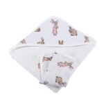 Powder Pink Bunnies Bamboo Hooded Towel and Washcloth Set - Image 4