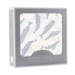 Blue Shadow Whales Bamboo Hooded Towel and Washcloth Set - Image 4