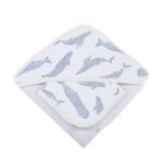 Blue Shadow Whales Bamboo Hooded Towel and Washcloth Set - Image 5