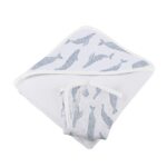 Blue Shadow Whales Bamboo Hooded Towel and Washcloth Set - Image 2