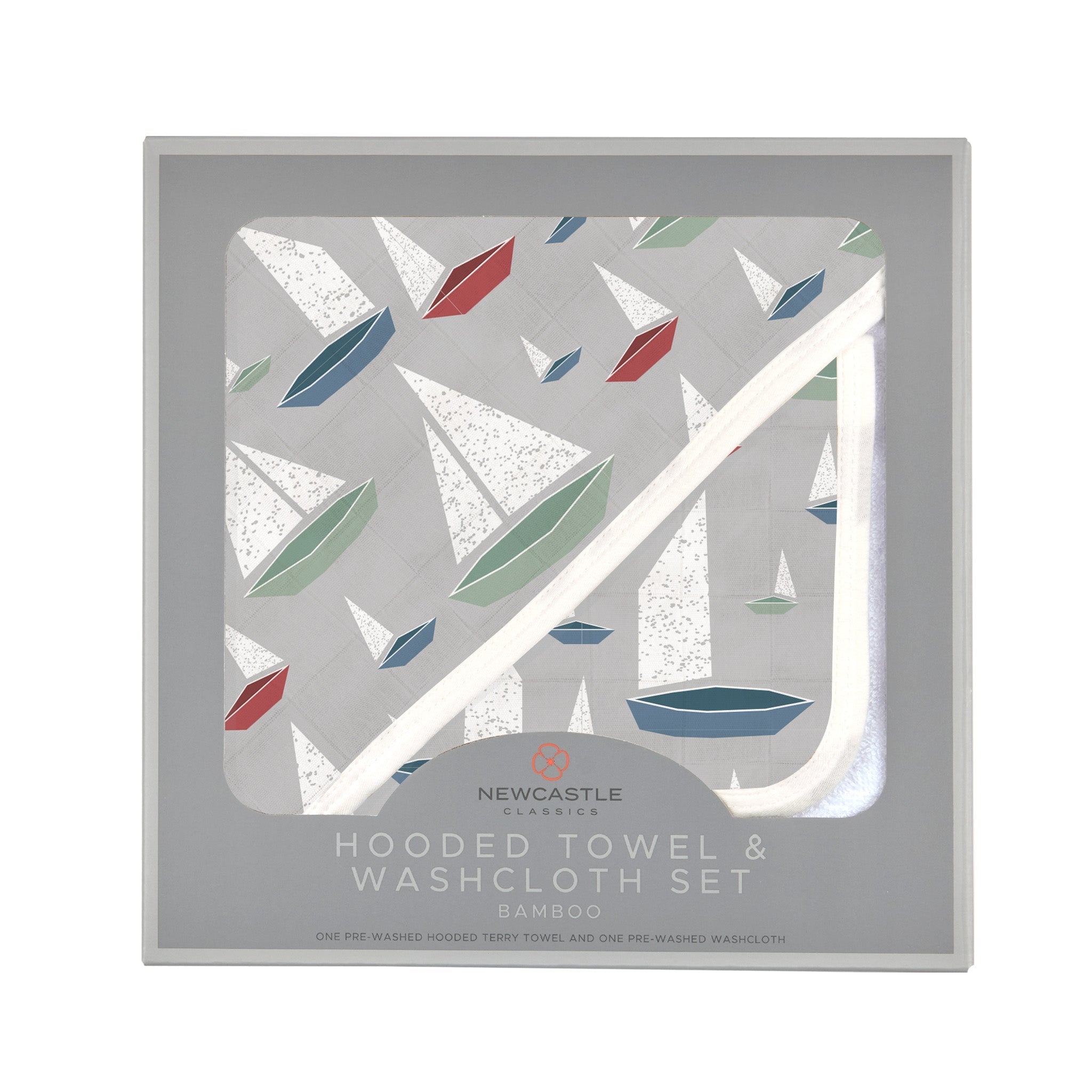 SKU_9036_01.jpg Marina Sailboats Bamboo Hooded Towel and Washcloth Set - Image 1