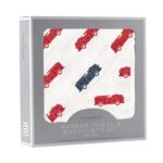 Blue and Red Fire Trucks Hooded Towel and Washcloth Set - Image 2
