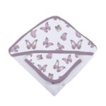 Winsome Butterflies Cotton Hooded Towel and Washcloth Set - Image 4