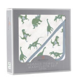 Granite Green Dinosaurs Cotton Hooded Towel and Washcloth Set - Image 2