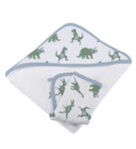 Granite Green Dinosaurs Cotton Hooded Towel and Washcloth Set - Image 5