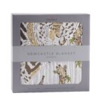 Hungry Giraffe and Animal Print Bamboo Muslin Newcastle Blanket