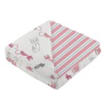 Playful Kitty and Candy Stripe Bamboo Muslin Newcastle Blanket - Image 2