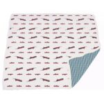 Vintage Steam Trains and Blue Stripe Bamboo Muslin Newcastle Blanket - Image 3